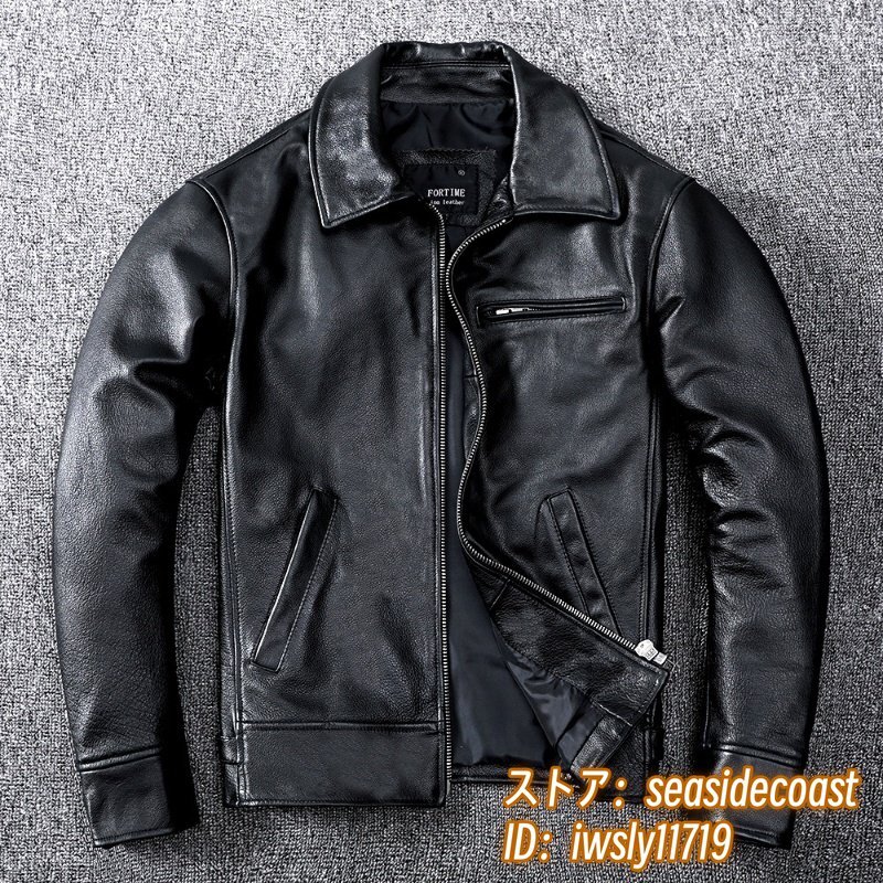 31万■最上級*ナッパ 本革 レザージャケット ライダース バイクウェア ライダー 革ジャン 牛革 メンズ バイクジャケット 超豪華 細身 4XL拍卖
