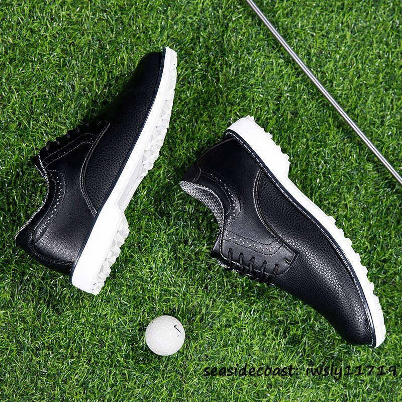 超希少 メンズ ゴルフシューズ イギリス風 通気性 高級品 スニーカー スパイクレスシューズ 超軽量 フィット感 防滑防水 ブラック 28.0cm拍卖