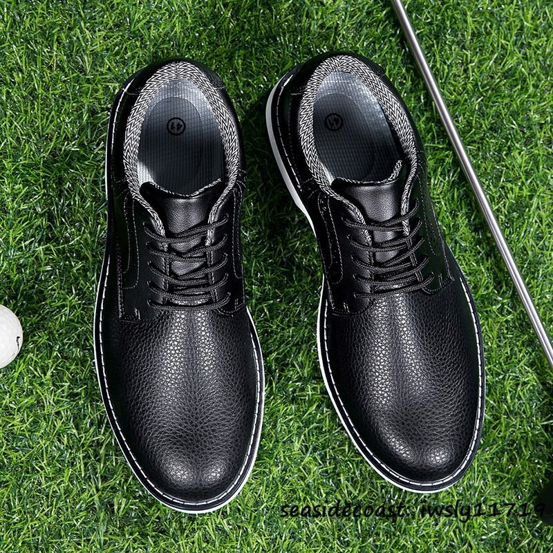 超希少 メンズ ゴルフシューズ イギリス風 通気性 高級品 スニーカー スパイクレスシューズ 超軽量 フィット感 防滑防水 ブラック 27.5cm拍卖