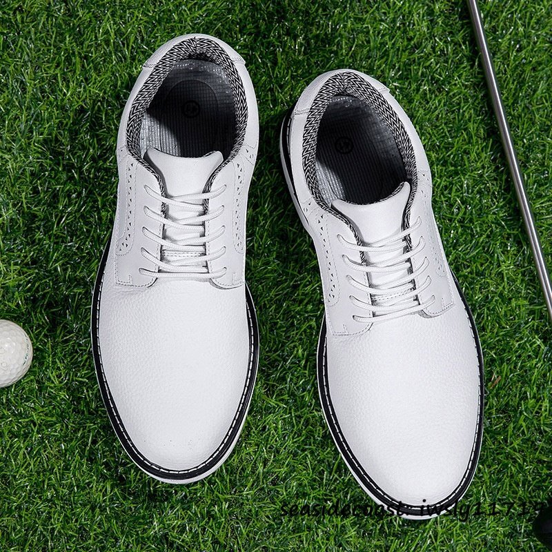 超希少 メンズ ゴルフシューズ イギリス風 通気性 高級品 スニーカー スパイクレスシューズ 超軽量 フィット感 防滑防水 ホワイト 24.5cm拍卖