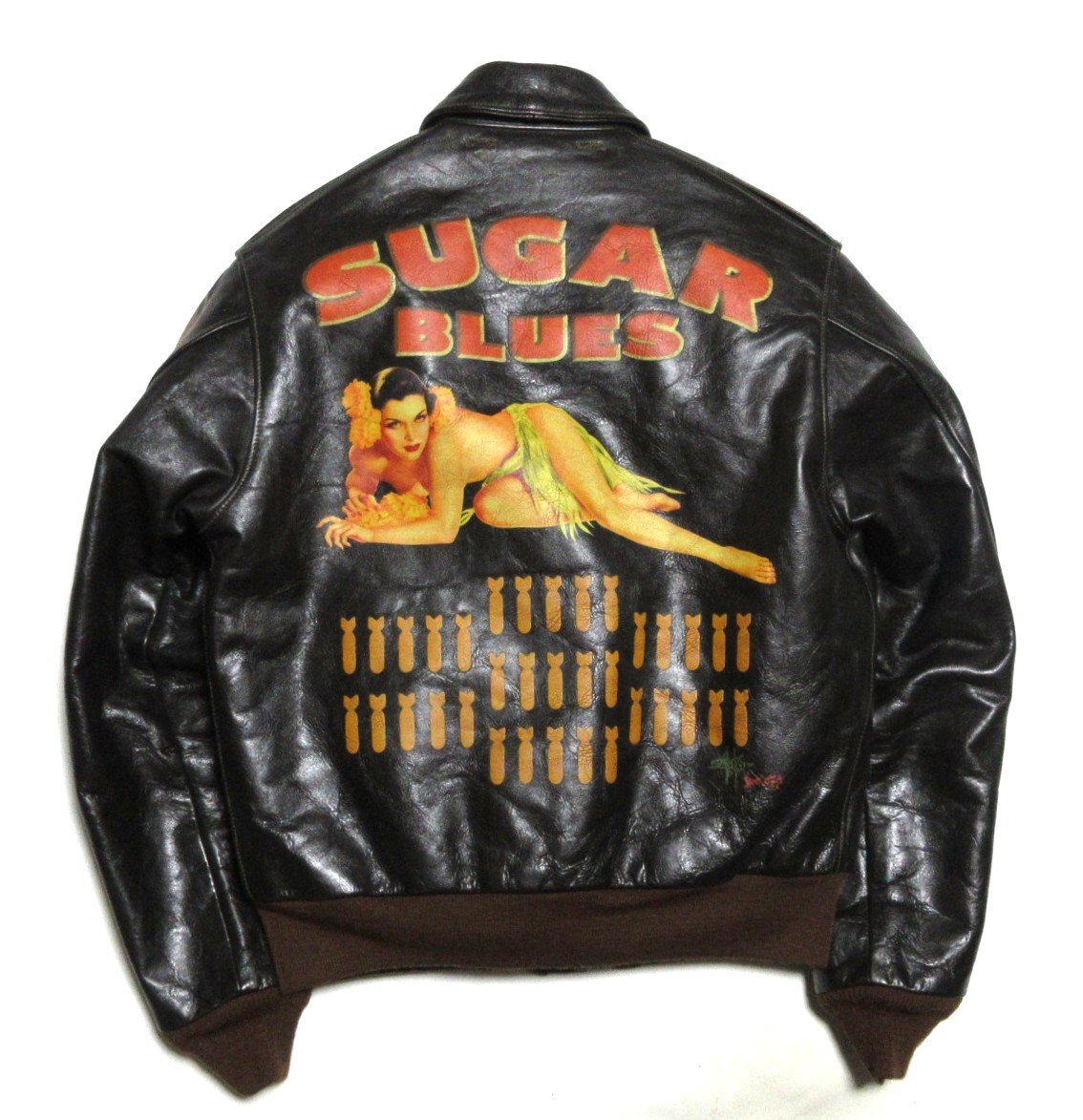 限定100着トイズマッコイ A-2 フライトジャケット/38/Sugar Blues/シールブラウン/ROUGH WEAR/実名復刻/カスタムペイント/ピンナップガール拍卖
