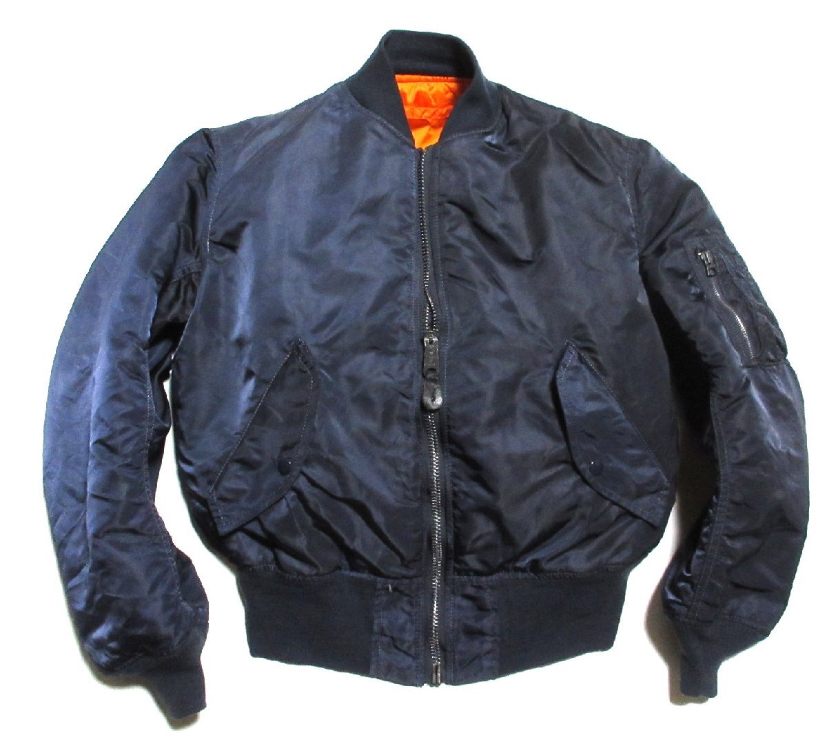 未使用に近い ALPHA TYPE MA-1 MIL-J-82790J アルファ MA-1 フライトジャケット/SMALL/ネイビー(紺)/復刻/レプリカ/USA/米国製拍卖