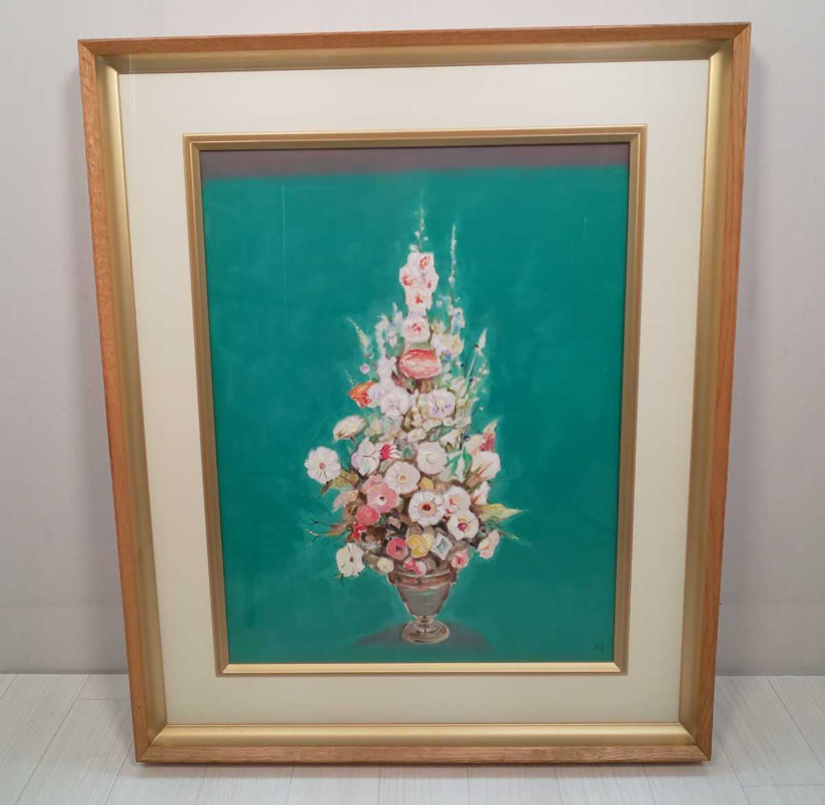 ☆【真作】市村司 花 アートクラブ額 額サイズ 約73×61cm☆ 市村 司 アートクラブ会員 油絵 油彩拍卖