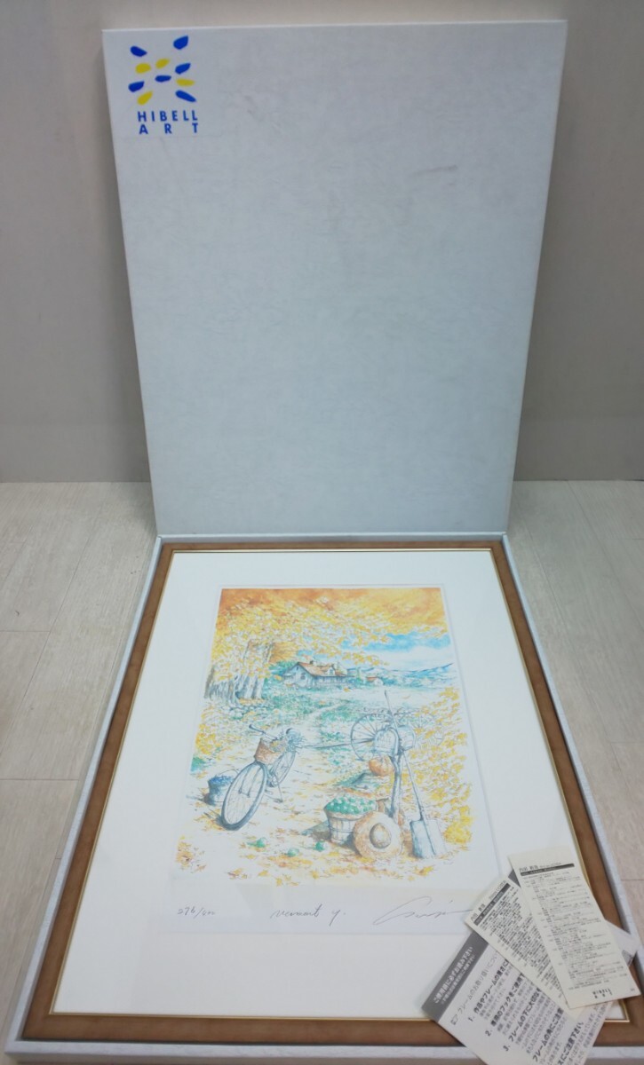 ☆【真作】内田新哉 VERMONT Y. PLE-7330 額装 ウッドブラウン リトグラフ HIBELL ART 55×45cm☆ 版画 直筆サイン う1005拍卖