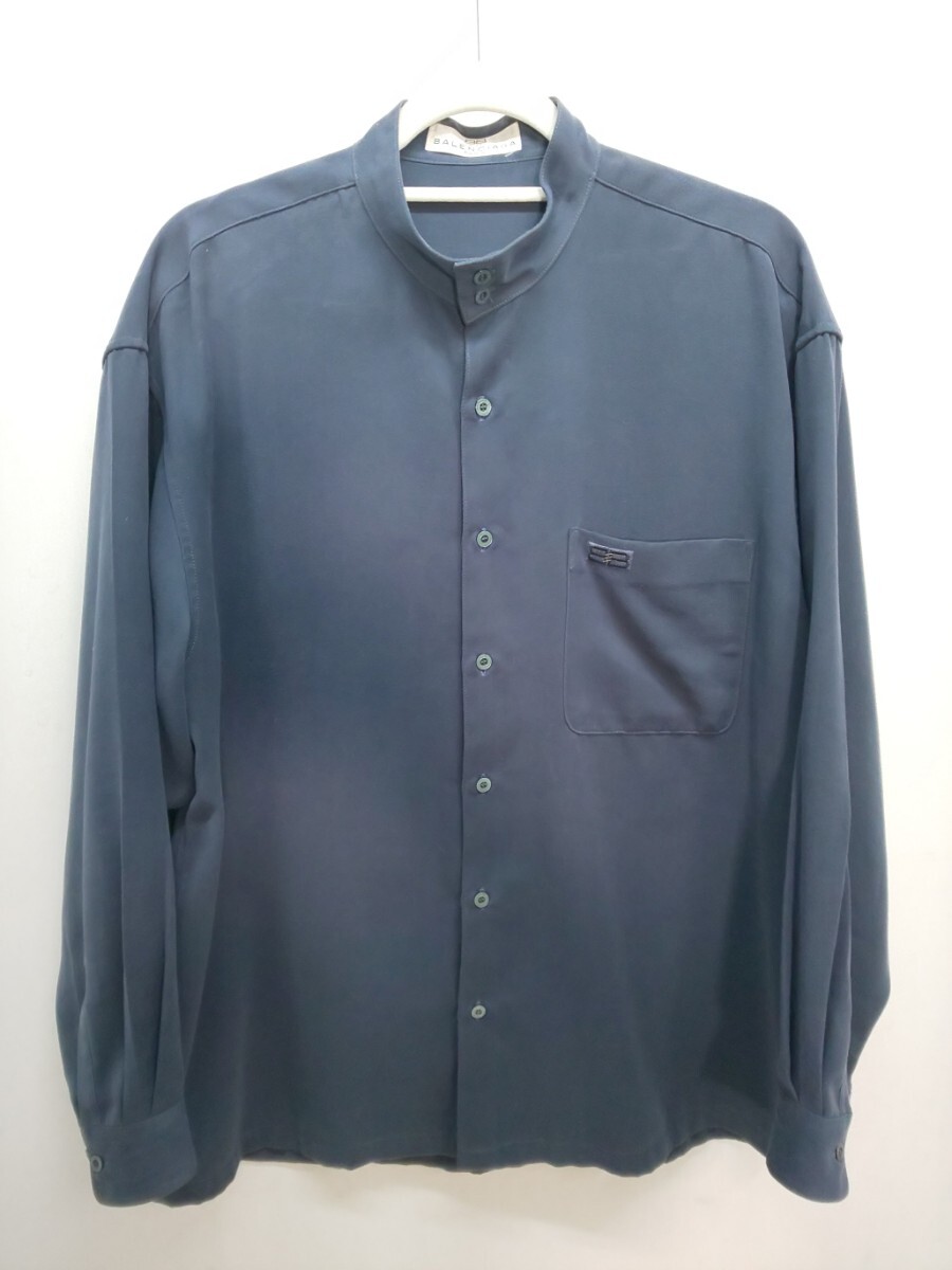 ☆バレンシアガ ヴィンテージ 長袖シャツ グレー系 ☆BALENCIAGA ボタンダウンシャツ 拍卖