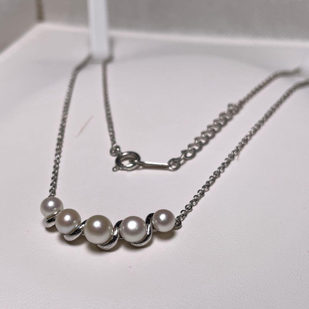 【パール専門SHOP】TASAKI 田崎真珠 バー5珠 本真珠 ネックレス 4.3〜5.2㎜ O548拍卖