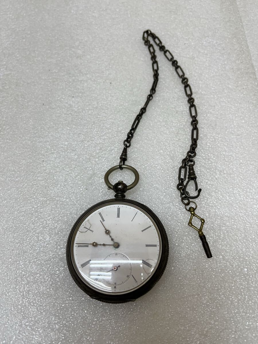 U010534 コロン手巻き 懐中時計 銀製 0.800刻印あり アンティーク 不動 ジャンク レア 希少 中古 現状品 1030拍卖