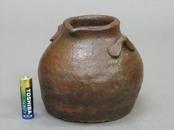 【心庵】古越前 越前焼 双耳/お歯黒壺 おはぐろ壺 蹲壺 付箱 B370拍卖