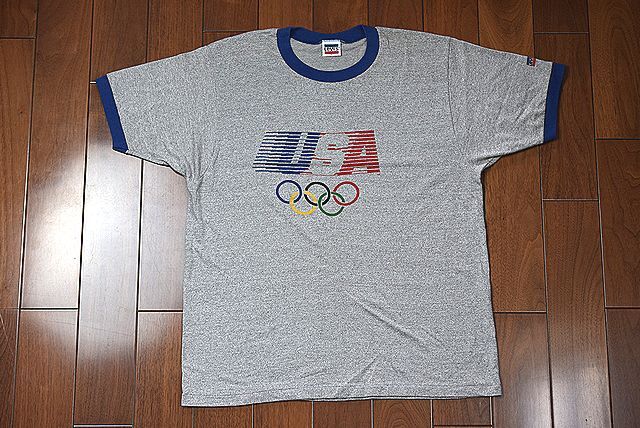 1980’s Levi’s リーバイス オリンピック ビンテージ リンガー Tシャツ Lサイズ 霜降り 灰色 グレー 80s アメリカ ロサンゼルス 五輪 USA拍卖