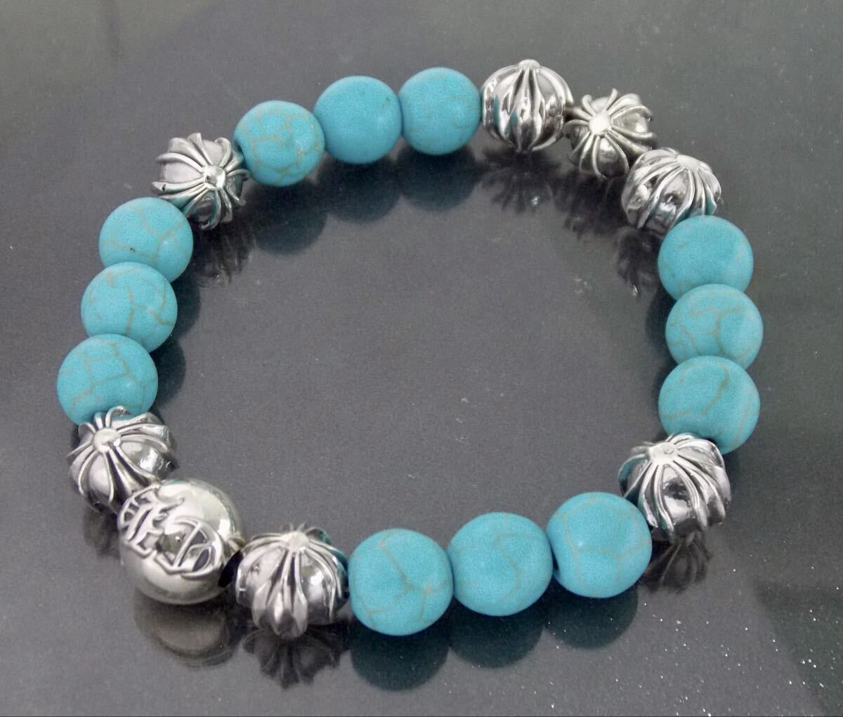 クロムハーツ/ビーズブレスレット/V8/ターコイズ/新品加工/CHROME HEARTS/1円から拍卖