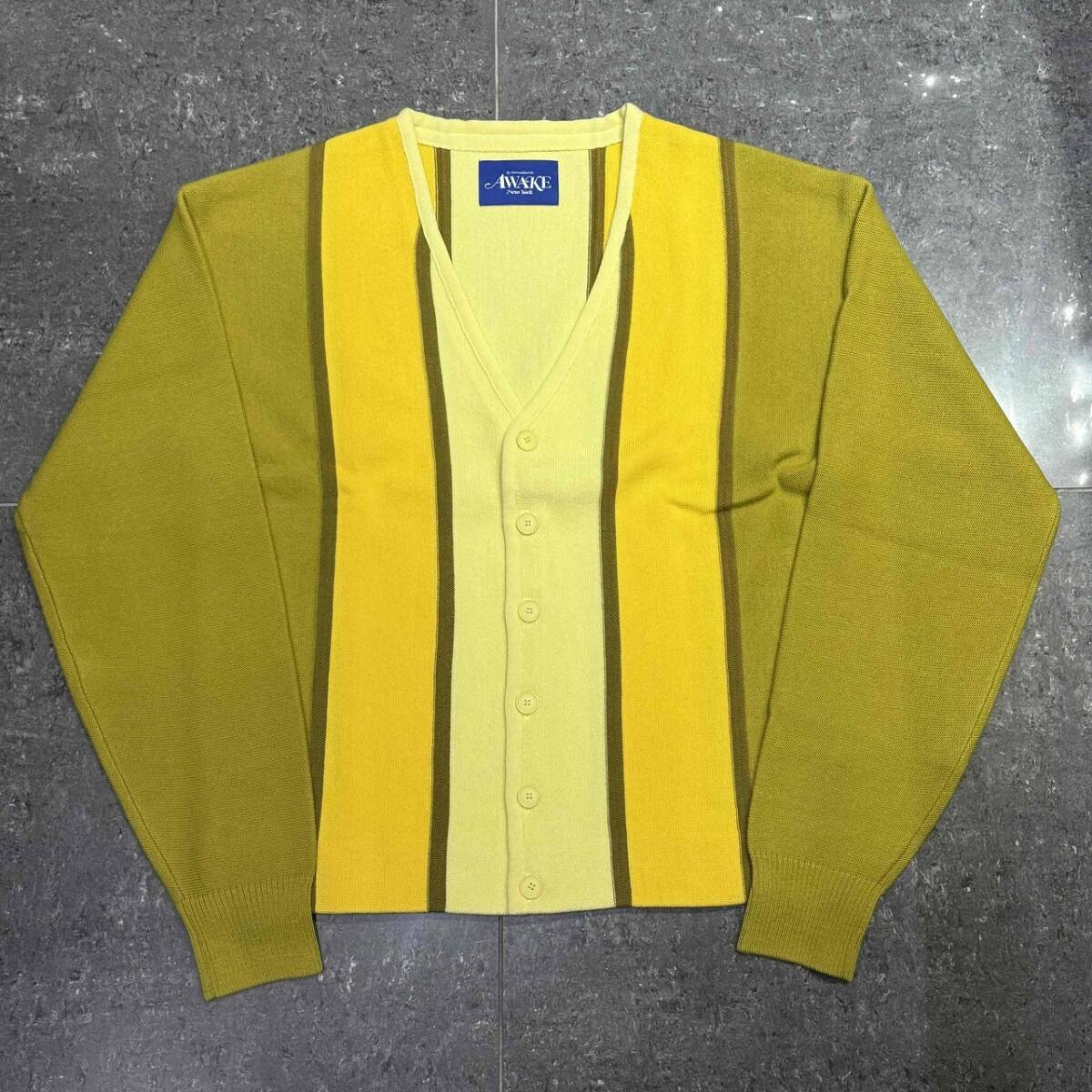 AWAKE WOOL STRIPED CARDIGAN SIZE-XL アウェイク ストライプドカーディガン拍卖