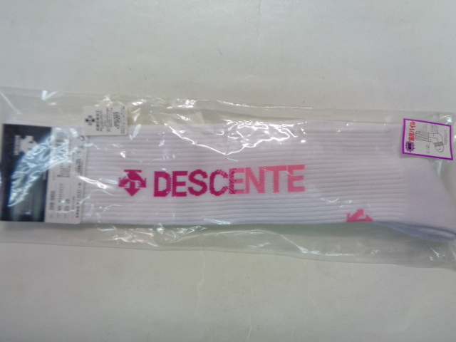 白Xピンク 23-25cm DESCENTE デサント ハイソックス 日本製 未使用品拍卖