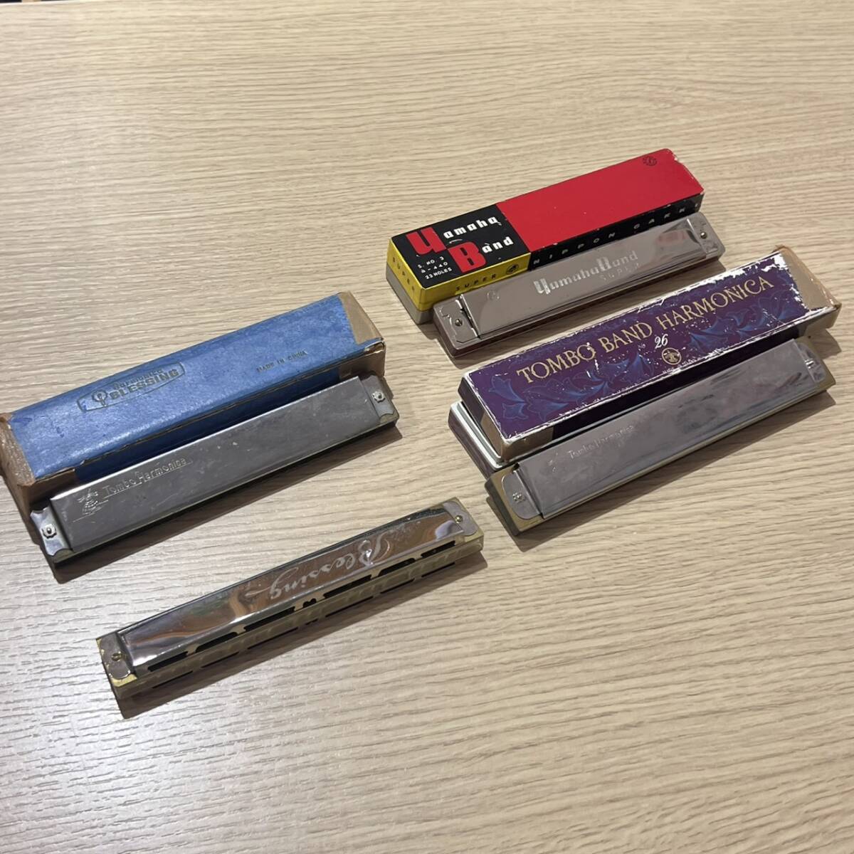 14572 トンボ楽器製作所 複音ハーモニカ 特性トンボバンド YAMAHA Band ヤマハバンド トンボ ハーモニカ 4点拍卖