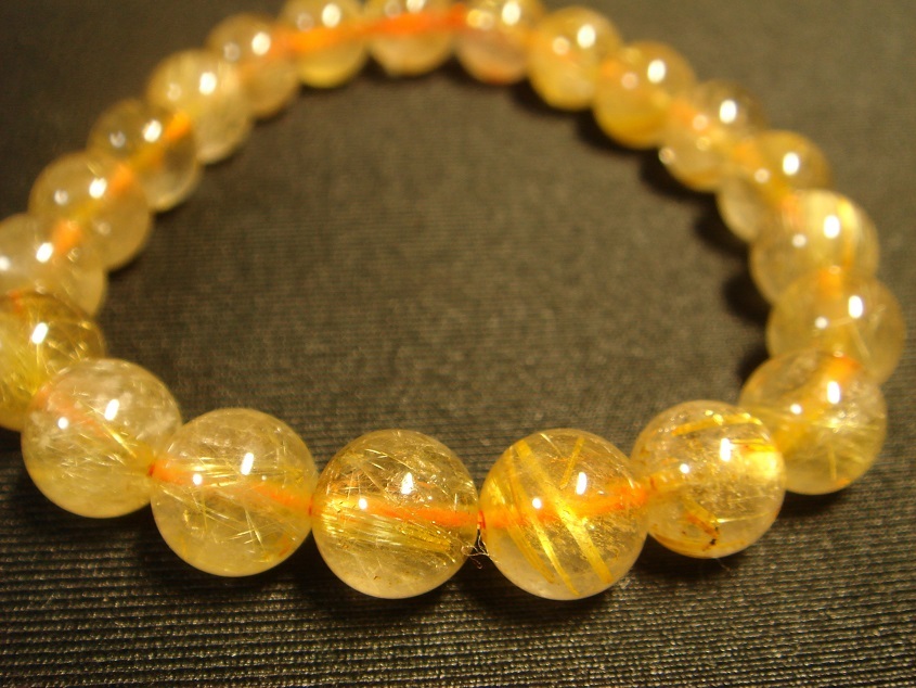 ★風水お守り,金運UP,希少,天然金針タイチンルチルブレスレット9mm☆M2拍卖