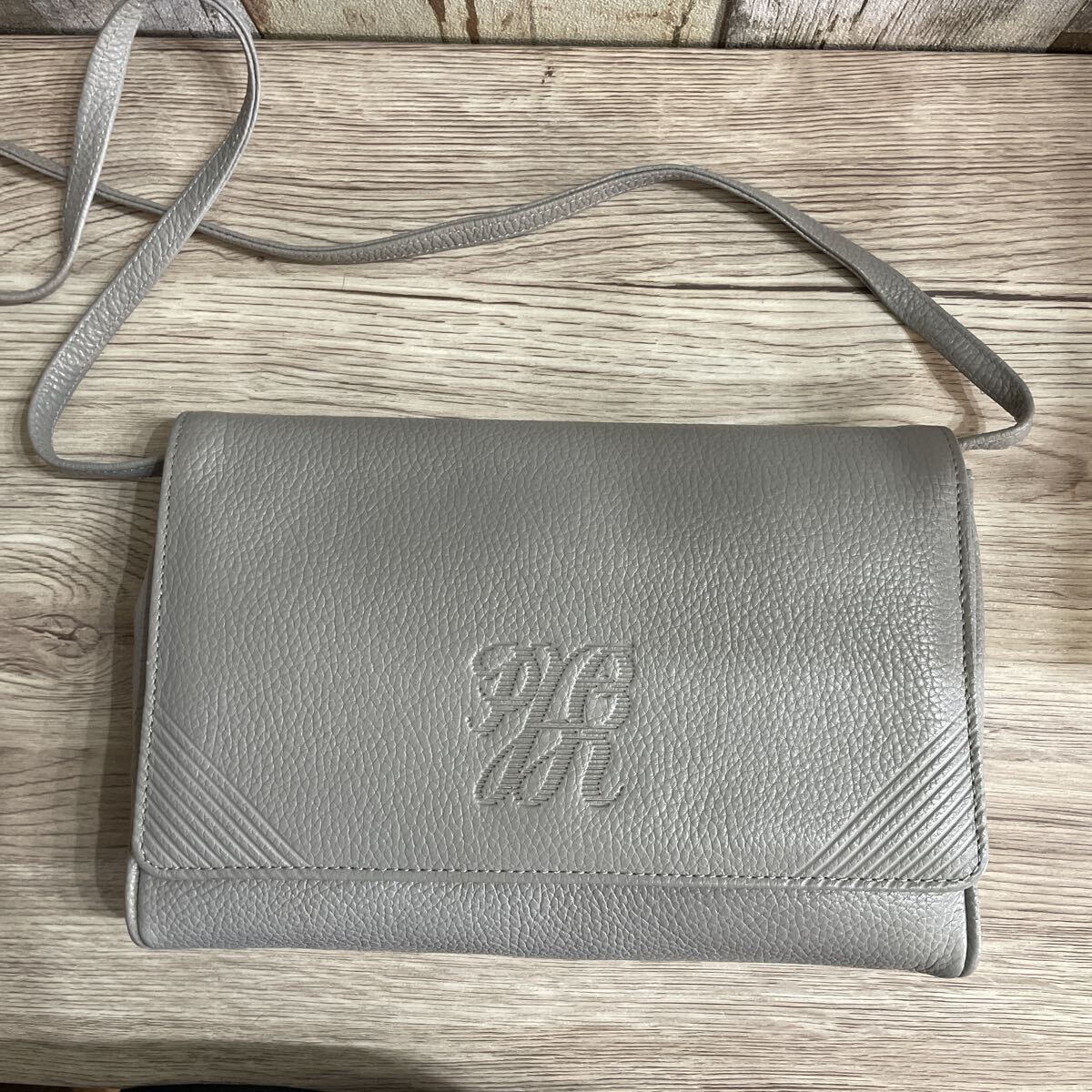 ミシェルドブルボン ショルダーバッグ 斜め掛け レザー グレー ハンドバッグ クラッチバッグ バッグ拍卖