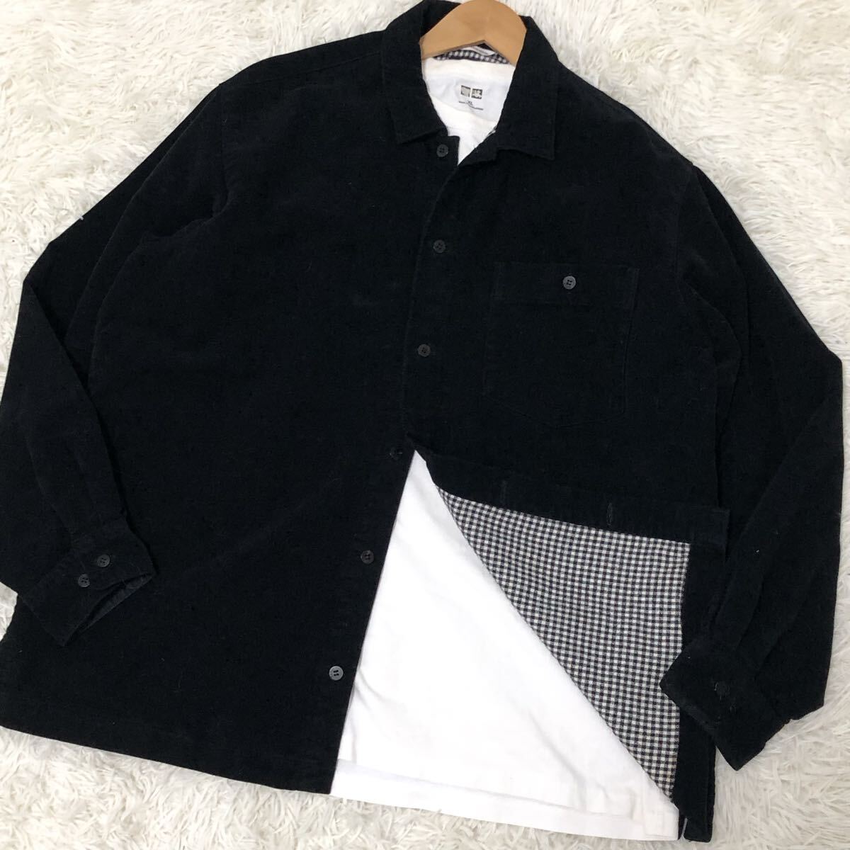 美品◎Lサイズ◎PAPAS パパス カバーオール テーラードジャケット シャツジャケット 黒 ブラック 内チェックポケット付 モールスキン拍卖