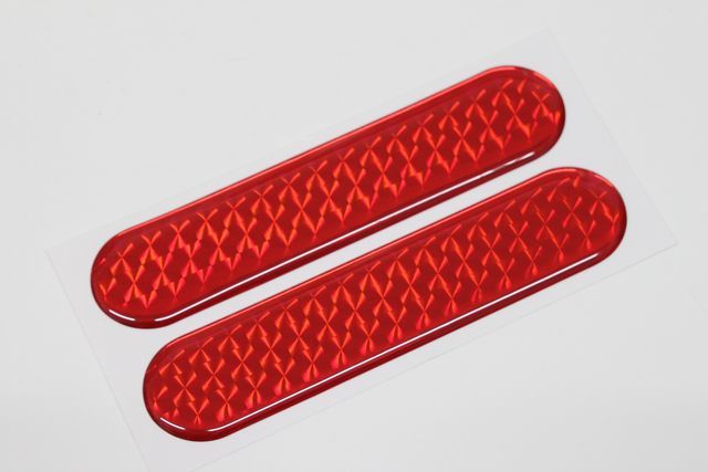 2個 改良版 ハイクオリティタイプ 超薄汎用リフレクター小 リアバンパー アクセント ステッカー 車 自動車 バイク 赤 レッド 反射板 反射材拍卖