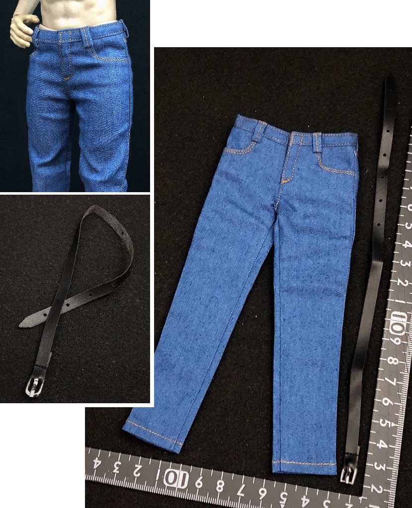 新版)特価 1/6 ブルー ベルト付) デニム 男性 ACNTOYS ジーパン ジーンズ (検 DAMTOYS DID ホットトイズ TBleague パンツ 服 フィギュア拍卖