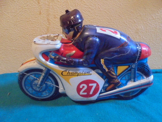 レトロ 1960年代 チャンピオン ブリキ ATC社 オートバイ バイク 約25cm ジャンク品 インテリア アンティーク コレクション拍卖