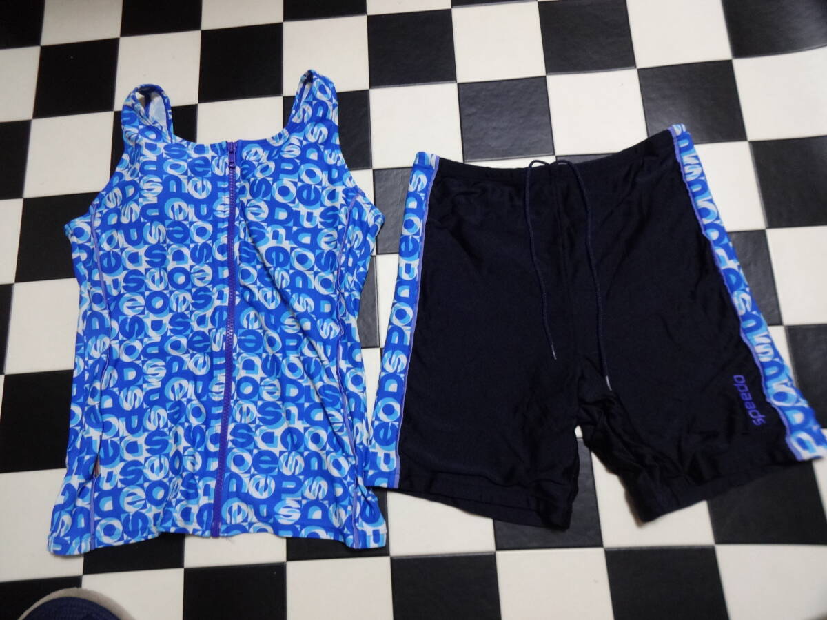 SPEEDO 女性水着セパレート サイズM D7473 紺水色ロゴ セットアップ拍卖