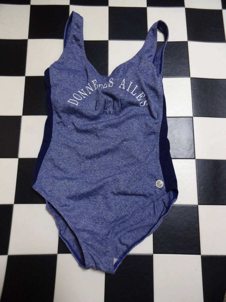 ELLE PARIS 女性水着ワンピース サイズ11L D7515 グレー紺杢拍卖