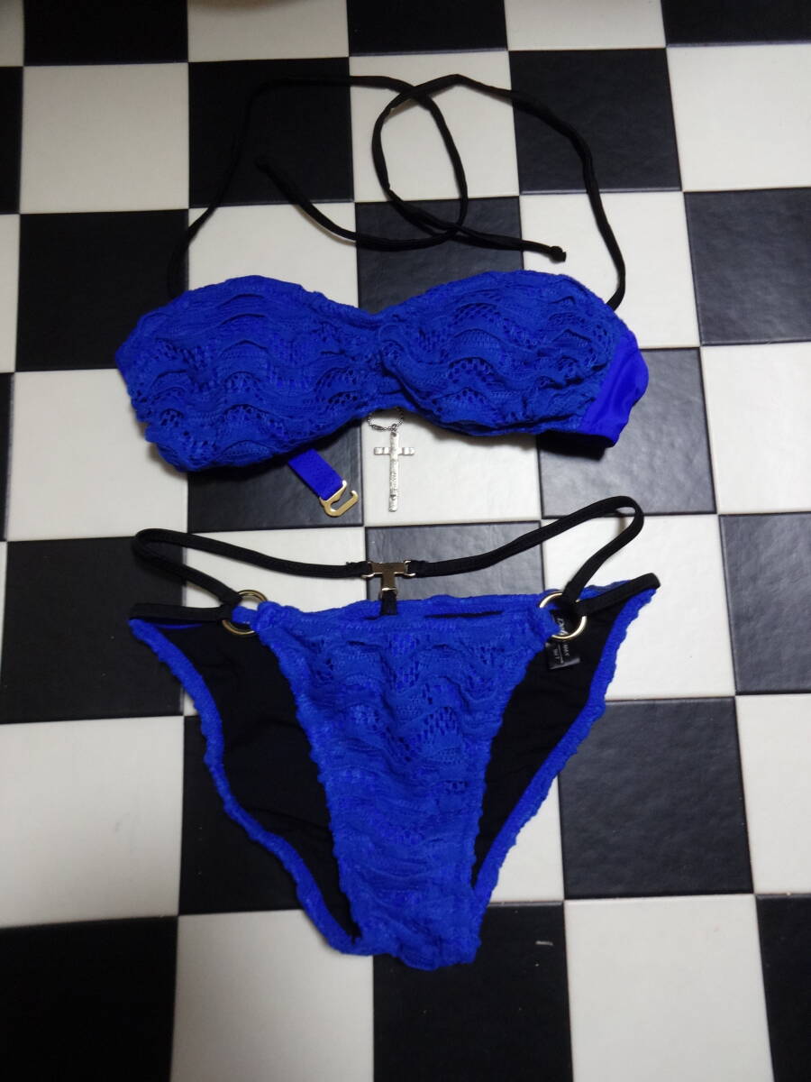 Defilious 女性水着セパレート サイズ9M D7527 青レース ビキニ拍卖