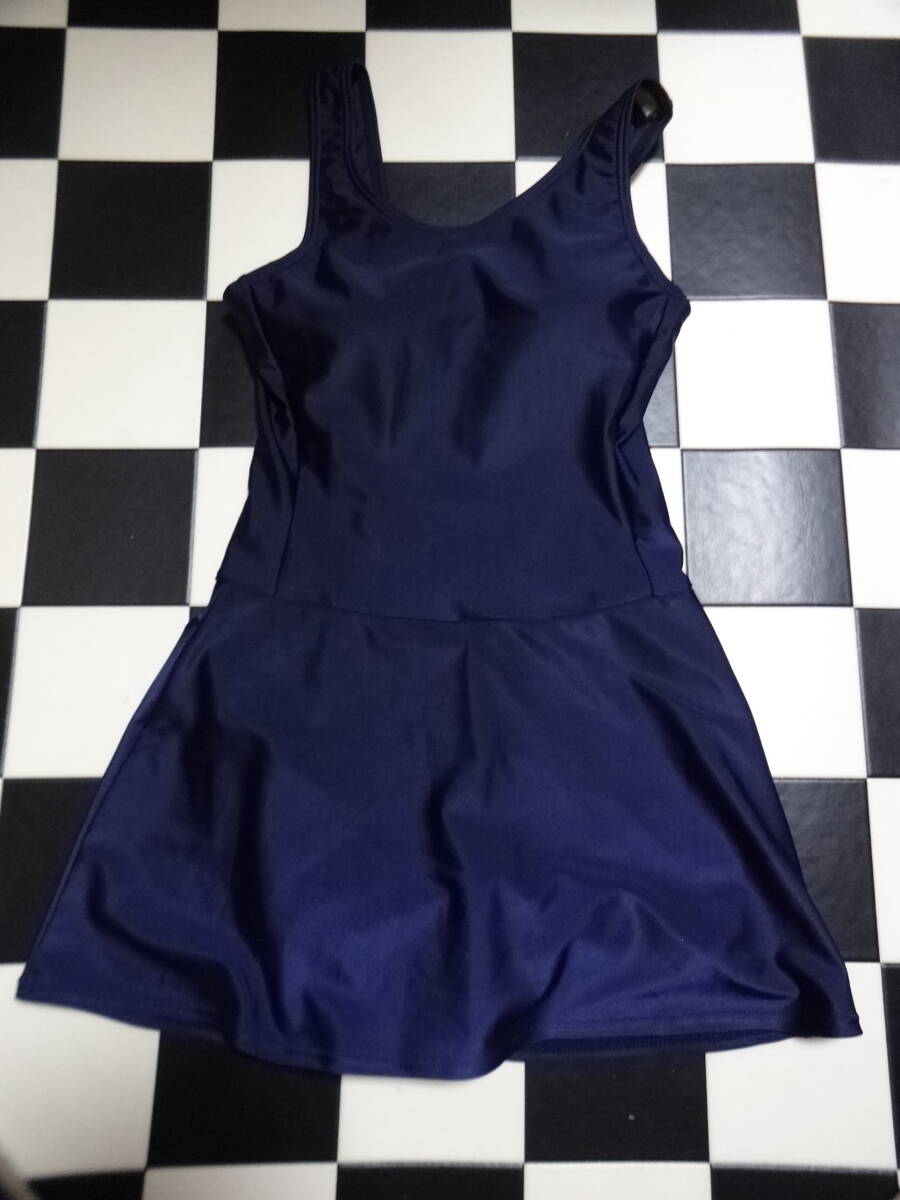 ニッキー 女児水着ワンピース サイズ160 D7537 紺 スカート水着 拍卖