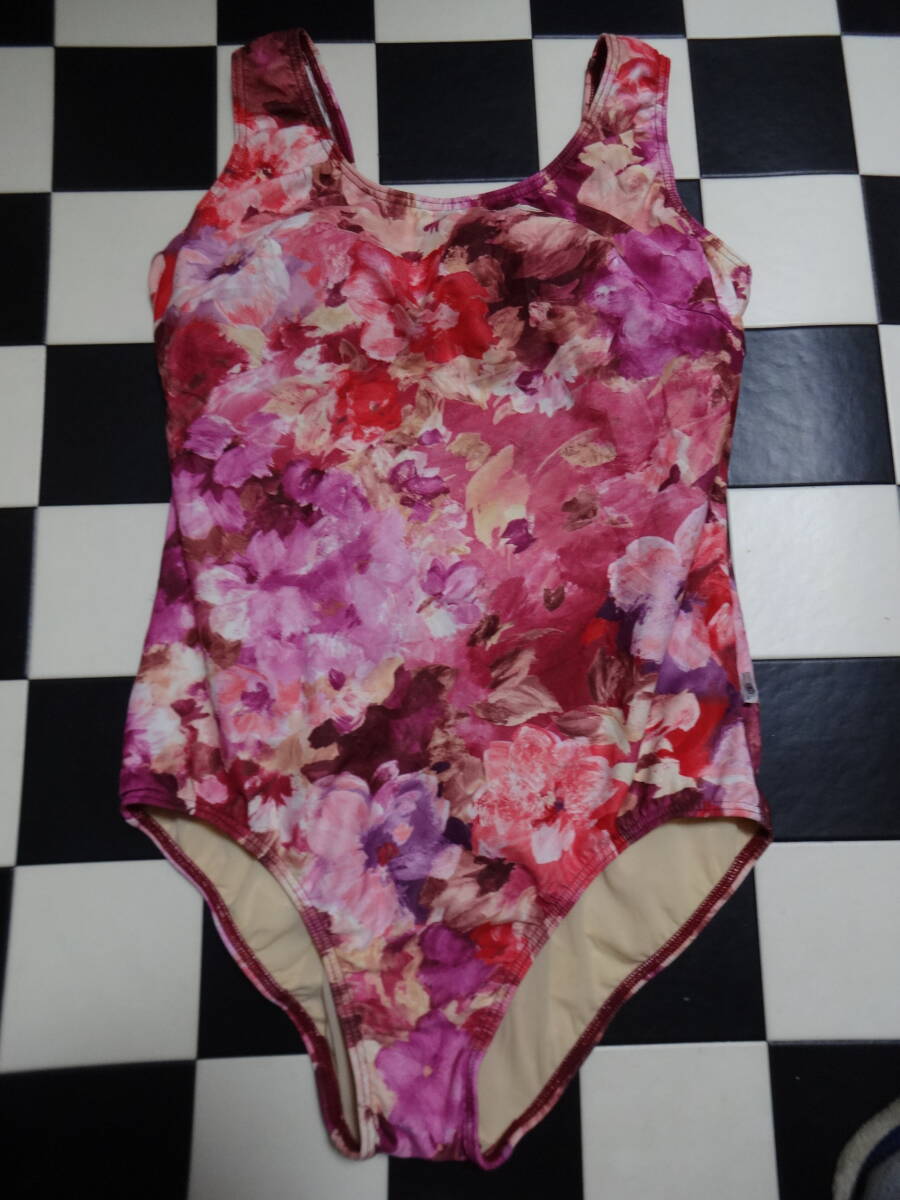 aqs+ 女性水着ワンピース サイズ15LL D7544 ピンク系花柄 全体にネット拍卖