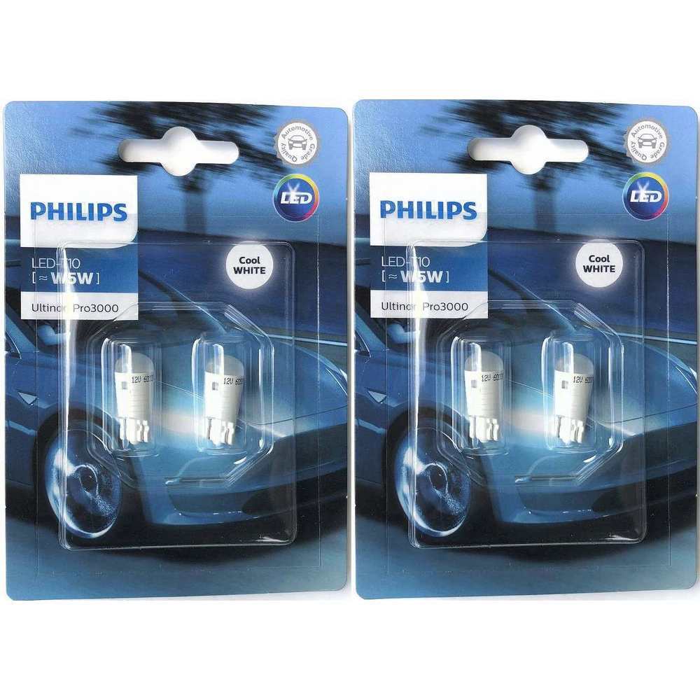 【 2パックセット ゆうパケ発送 日本正規品 】PHILIPS フィリップス Ultinon Pro3000 LED T10 ウェッジ クールホワイト 6000K 11961U30CWB2拍卖