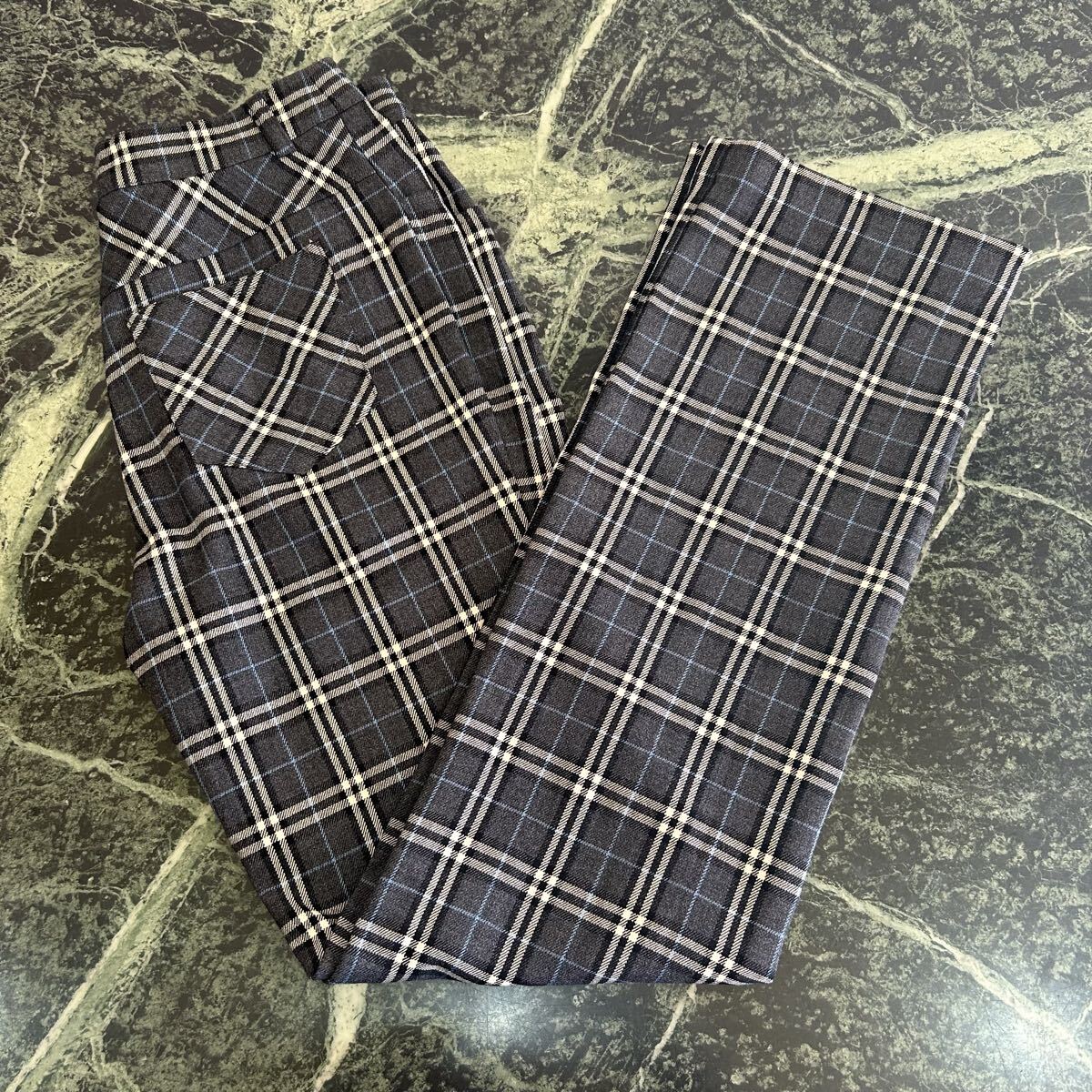 【美品】BURBERRY★バーバリー チェック柄パンツ 36サイズ Sサイズ グレー ボトムス レディース拍卖