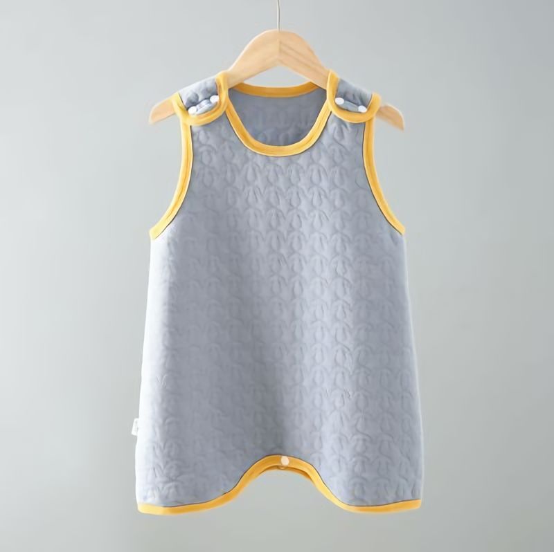 【120cm ブルー・無地】コットン スリーパー 赤ちゃん 秋冬 キルティング 中綿 つなぎ ベビー 寝冷え防止拍卖