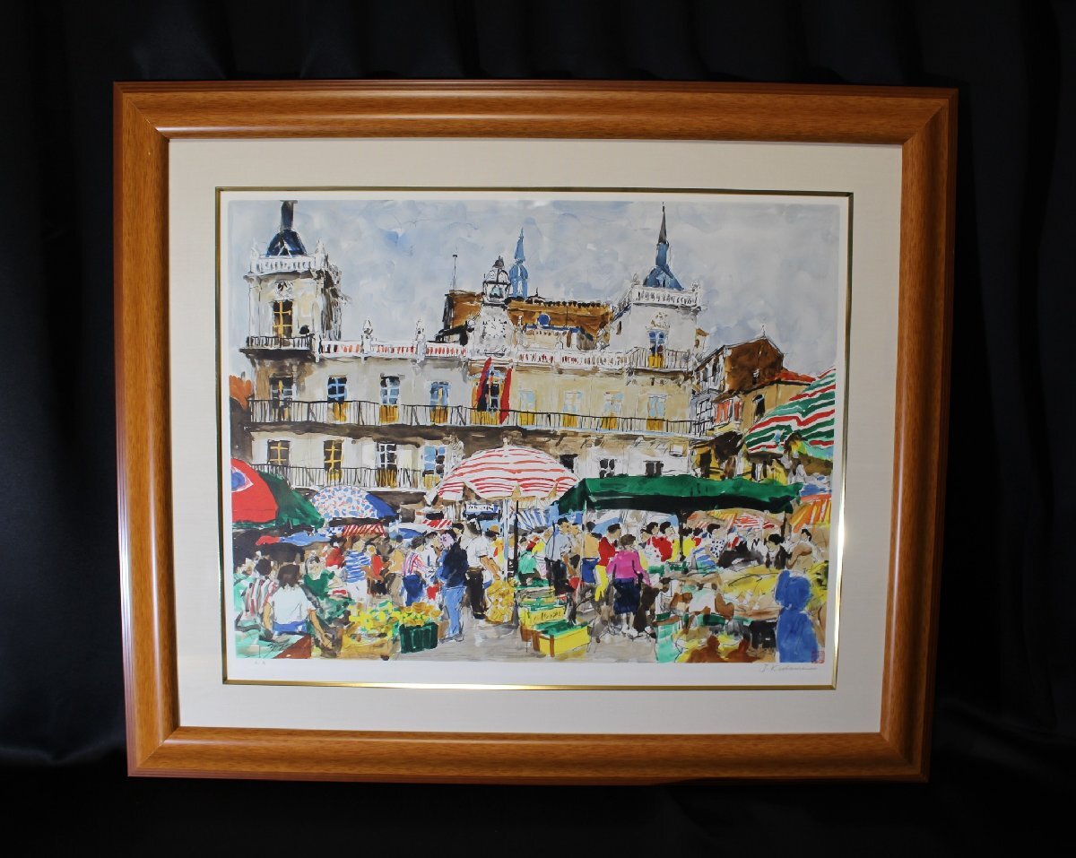 児玉 幸雄 レオンの朝市 ed/EA 額92x78cm 美USED!!! 技法:リトグラフ サイズ50x65cm 額92x78cm拍卖