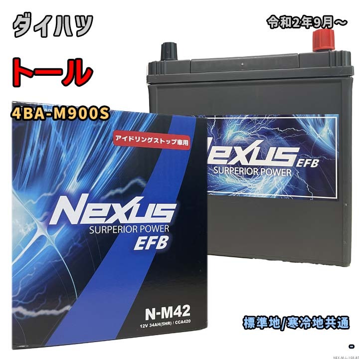 バッテリー NEXUS N-M42 ダイハツ トール 4BA-M900S 令和2年9月~ 対応 M-42 互換 108拍卖