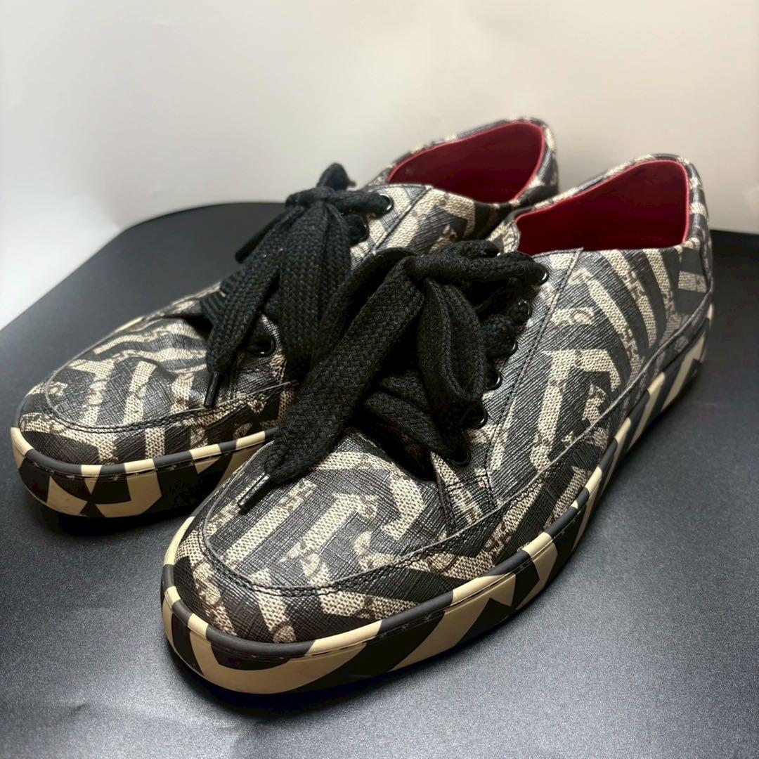 美品 GUCCI グッチ GGカレイド スニーカー ローカット 407343 シューズ GG柄 sneakers low cut GG logo メンズ 靴 幾何学模様拍卖