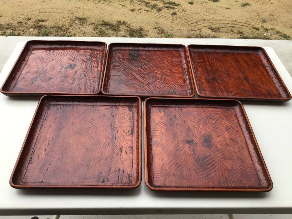 讃岐膳 讃岐彫 四方膳 懐石道具 刳抜 刳り貫き 無垢材 老松 四方盆 懐石膳 会席膳 角膳 角盆 茶道具 道具 漆器 漆芸 工芸 香川漆器拍卖