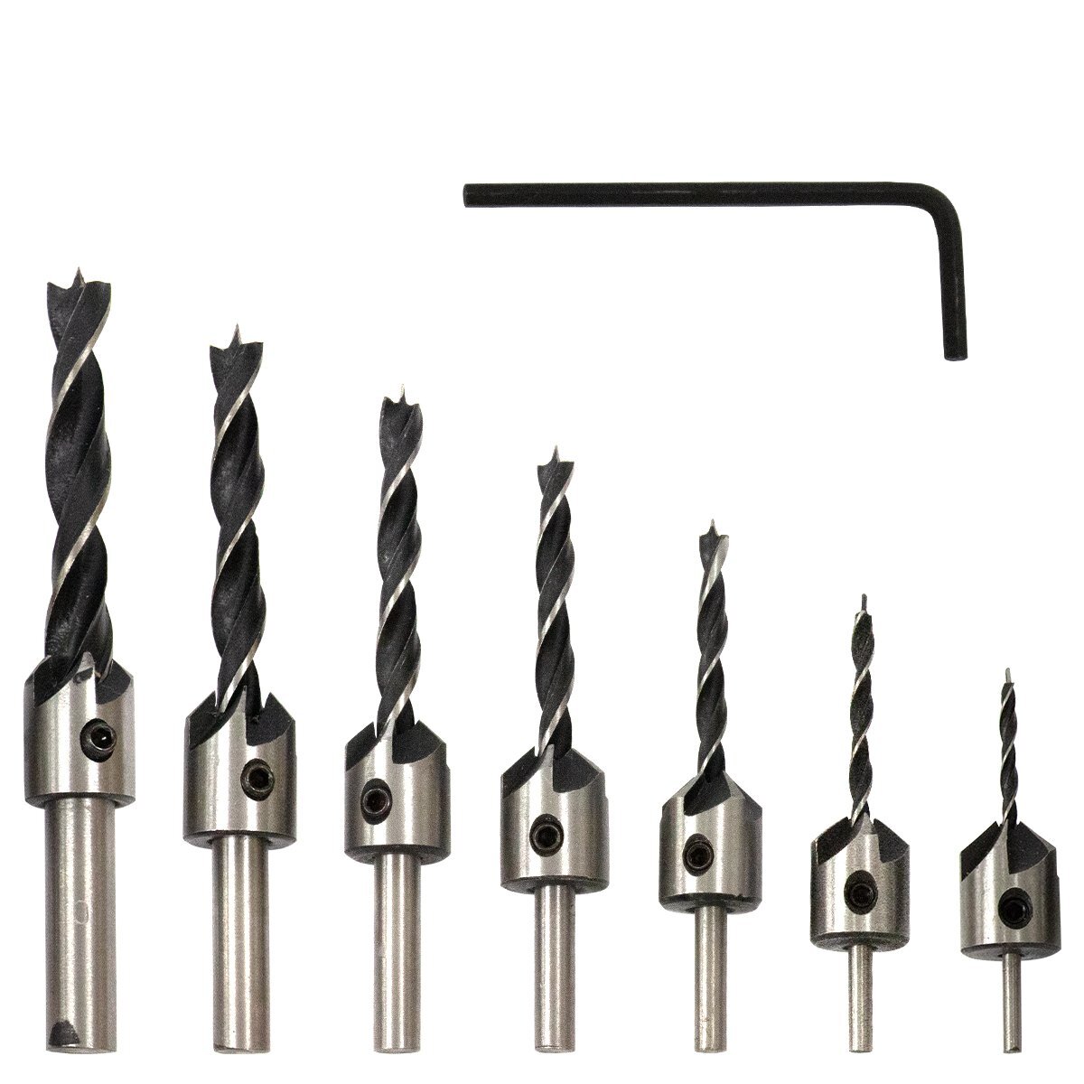 【送料250円】7本set 皿取錐 ドリル刃 面取りカッター 座ぐり ドリル ビット 皿錐 バリ取り 鉄工 キリ 刃径3~10mm ホールソー 電動ドリル拍卖
