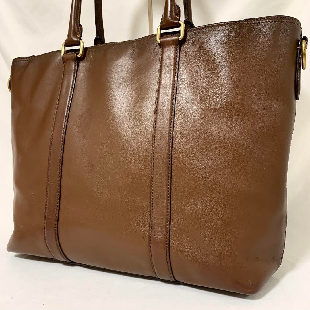 【A4収納可能】コーチ COACH メトロポリタン トートバッグ 55564 レザー 本革 底鋲 ゴールド金具 ロゴ刻印 ブラウン 茶色 大容量拍卖