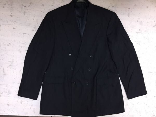 ハガー HAGGAR Clothing USA製 フォーマル ストライプ ピークドラペル ダブル テーラードジャケット メンズ ノーベント 総裏地 紺拍卖