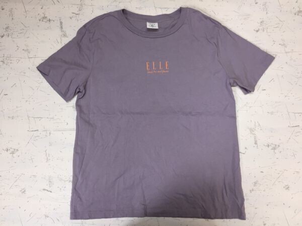 ELLE エル GU ジーユー シンプル 半袖Tシャツ メンズ ロゴプリント XL 紫拍卖