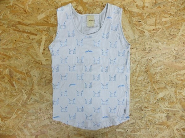 Sandinista サンディニスタ レディース 日本製 ドラム 総柄 バックフリルデザイン ノースリーブTシャツ グレー S拍卖