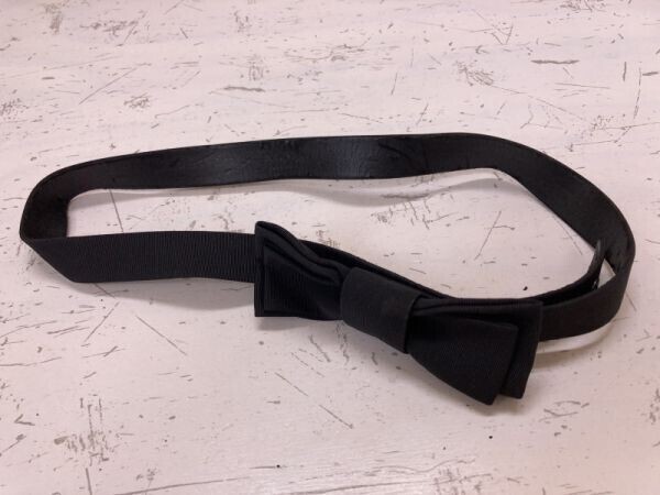 レディース ギャル リボン付き ウエストマーク 飾りベルト 黒拍卖