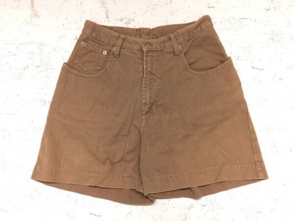 スチールジーンズ STEEL JEANS USA製 アメカジ レトロ ワーク ハーフ ショートパンツ レディース コットン100% 9 茶色拍卖