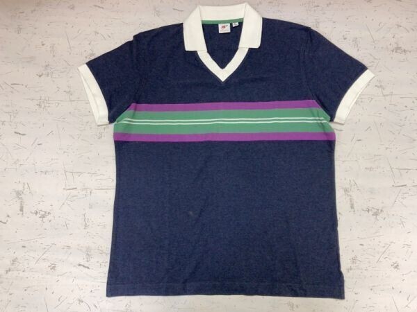 ユニクロ UNIQLO マイケルバスティアン Michael Bastian Vネック トラッド 半袖ポロシャツ レディース 大きいサイズXL 紺拍卖