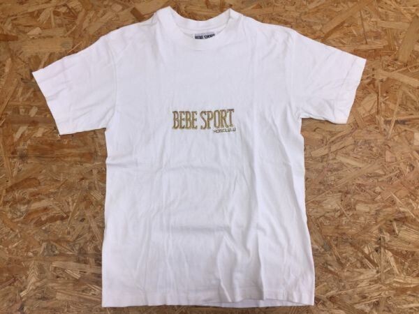 BEBE SPORT HAWAII ハワイ スーベニア お土産 スポーツ ホノルル サーフ 半袖Tシャツ メンズ USA製 刺繍 S 白拍卖