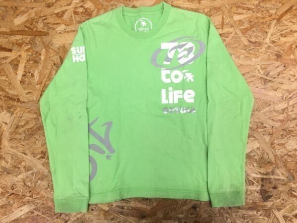 GOTCHA ガッチャ サーフィン SURF 長袖Tシャツ ロンT カットソー レディース 袖プリント バックプリント有 カジュアル XS 緑拍卖