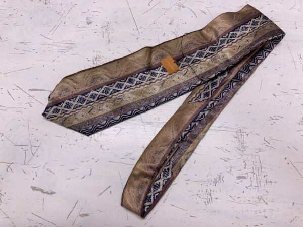 ランセル LANCEL エスニック 総柄 ネクタイ メンズ シルク100% 日本製 フォーマル ベージュ拍卖