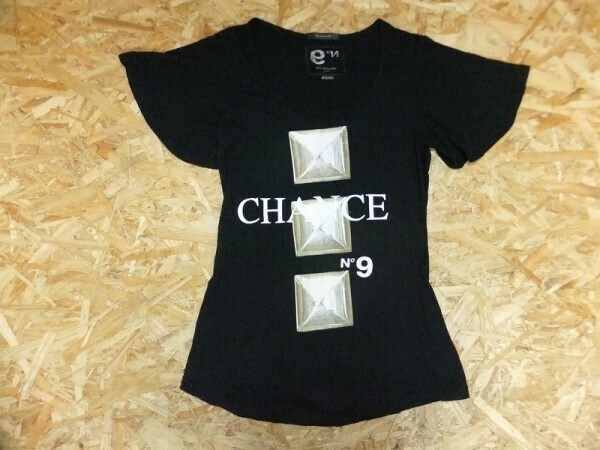 HOLLYWOOD MADE ハリウッドメイド レディース No.9 スタッズプリント Tシャツ 綿 コットン100% 黒 S拍卖