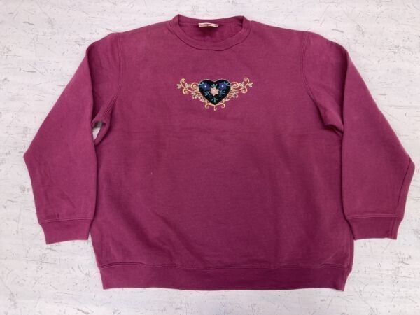 Penman オールド アメカジ カントリー 90s 古着 刺繍 ラインストーン スウェット トレーナー レディース 大きいサイズ XL 紫拍卖