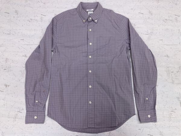 ギャップ GAP アメカジ トラッド 古着 グラフチェック ボタンダウン 長袖シャツ メンズ 小さいサイズ XXS 薄紫拍卖