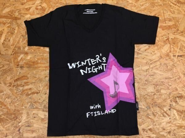 FTISLAND エフティーアイランド 韓流 K-POP アイドル キムジョンフン 半袖Tシャツ メンズ Vネック ラインストーン L 黒拍卖
